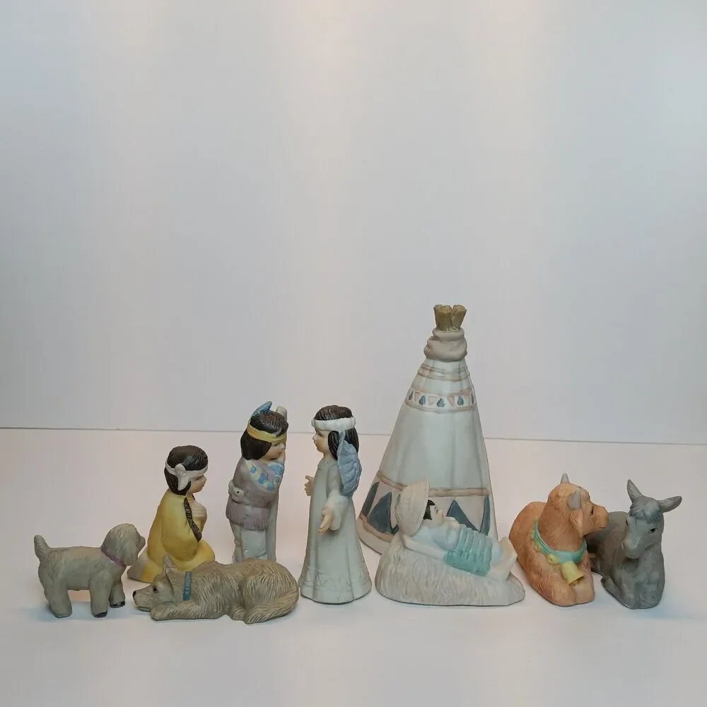Vintage House Of Lloyd 1992 Christmas Around The World Native American 9 pc Set
